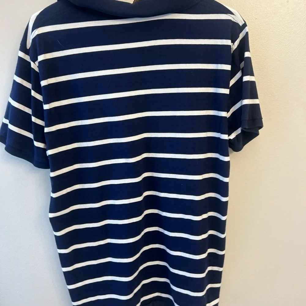 Polo by Ralph Lauren men's large slim fit Navy and white Striped polo Shirt